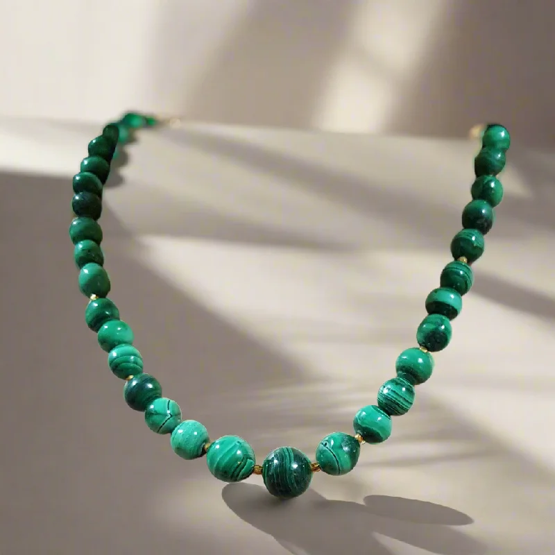 Tribal beaded necklaces-Necklaces with Malachite stones and gold 185k elements