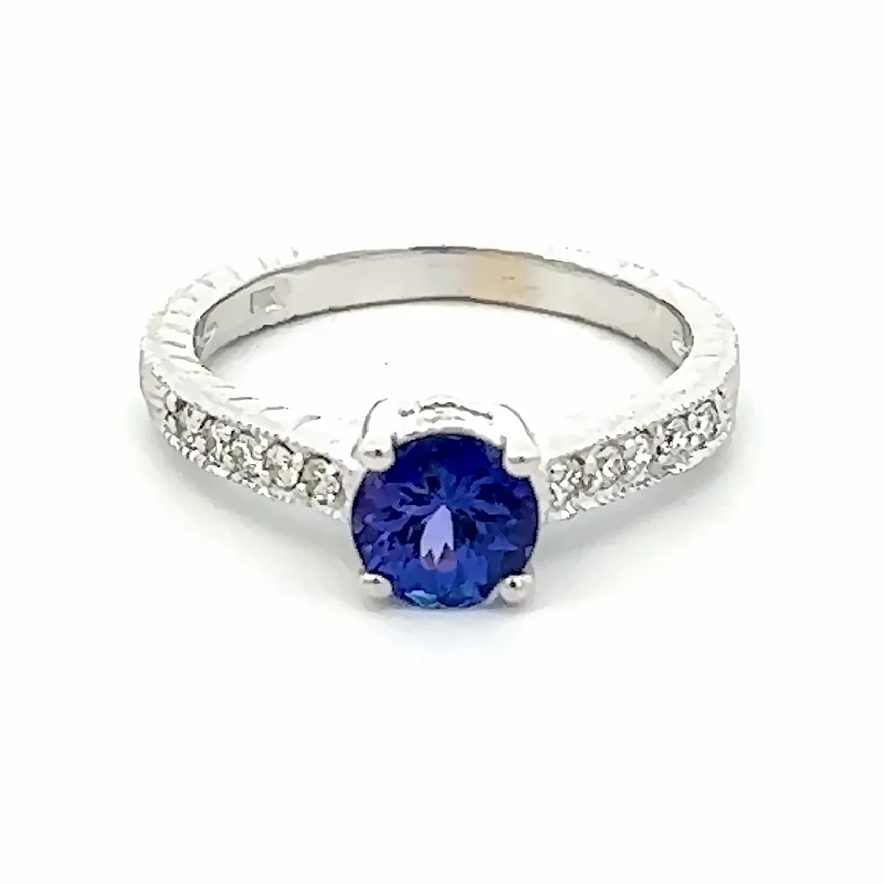 Celtic knot rings-Round Tanzanite Solitaire Ring