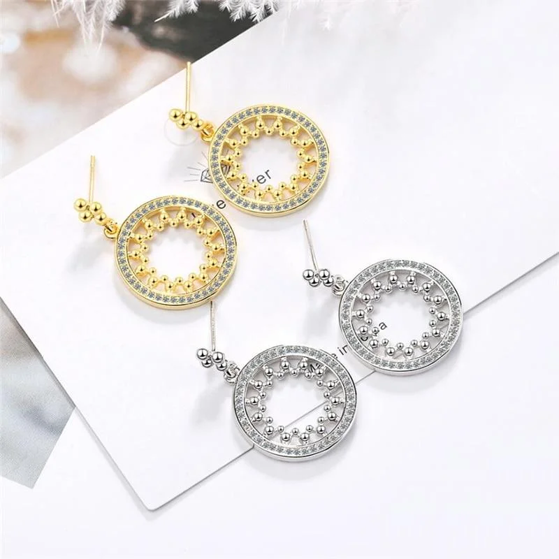 Ornate drop earrings-Geometric Circle Fashionable Women Earrings Fashion Women Dangle Earrings