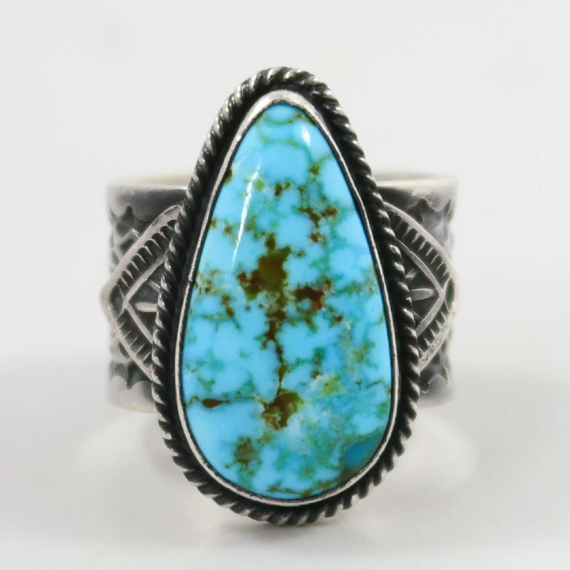 Hexagonal stone rings-Kingman Turquoise Ring