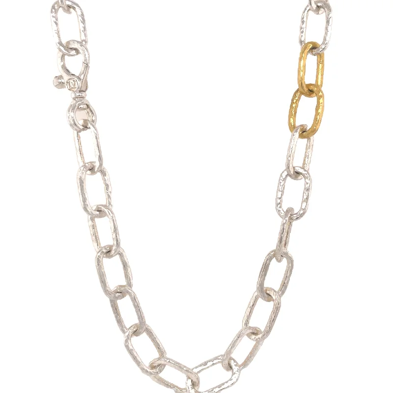 Stretch cord necklaces-Silver and Gold Link Necklace