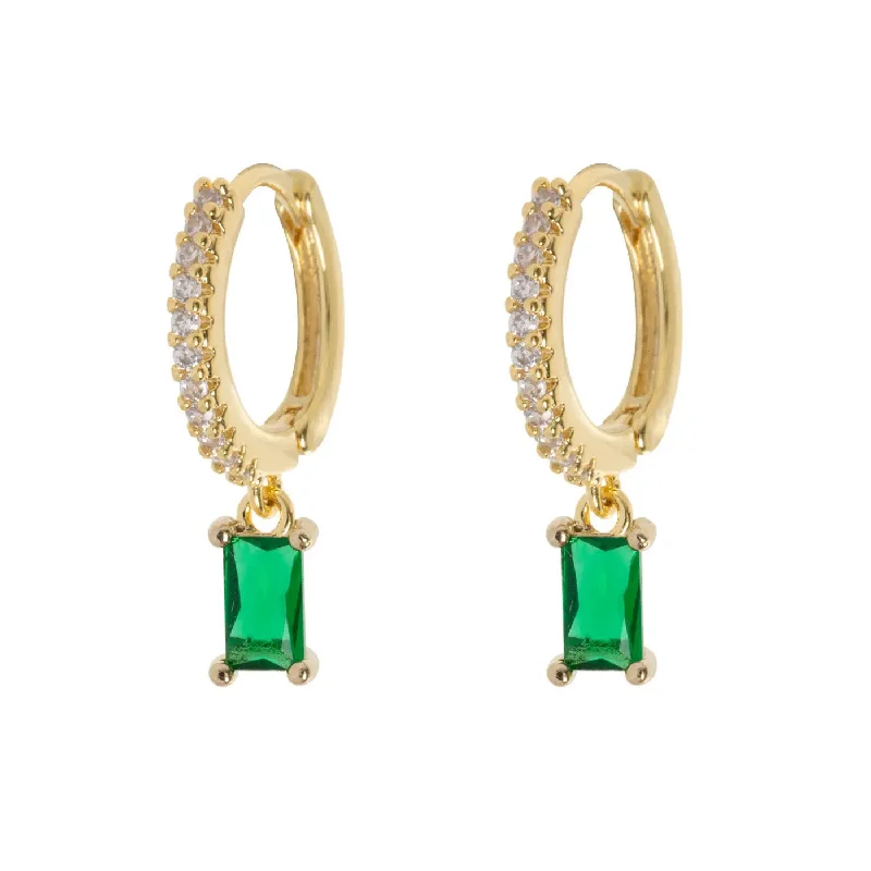 Anchor theme earrings-Arya - Green Crystal Hoop Earrings