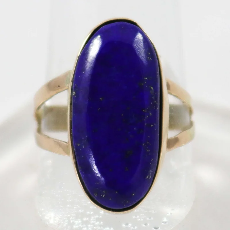 Multi-gem rings-Gold Lapis Ring