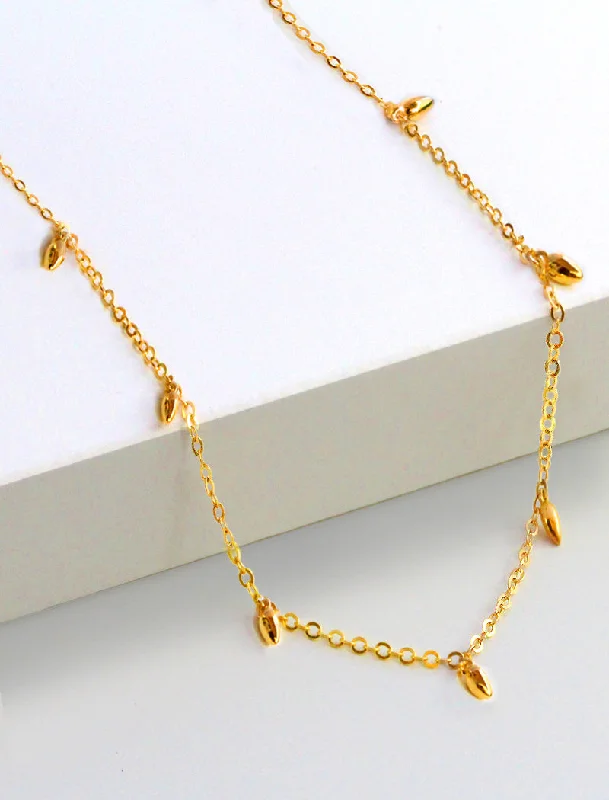 Thin rope necklaces-RICE Bead Chain Necklace