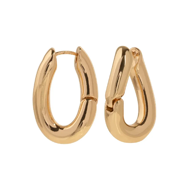 Plush satin earrings-Asymmetric Hoop Earrings - Gold