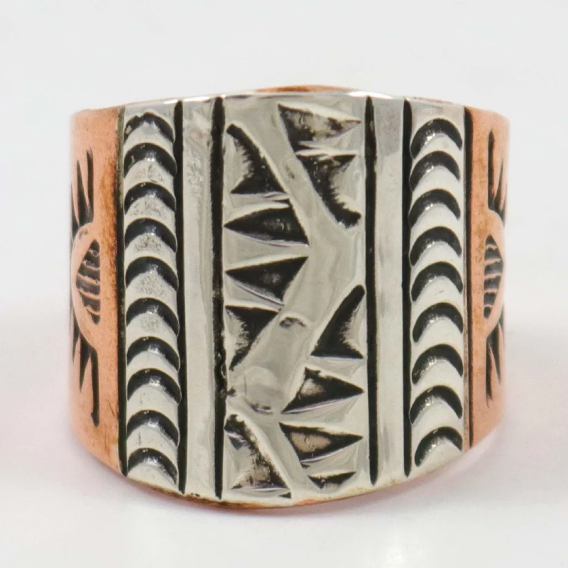 Ethnic pattern rings-Silver and Copper Ring