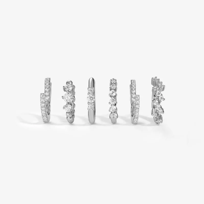 Plated silver rings-Tate 6-piece earring set