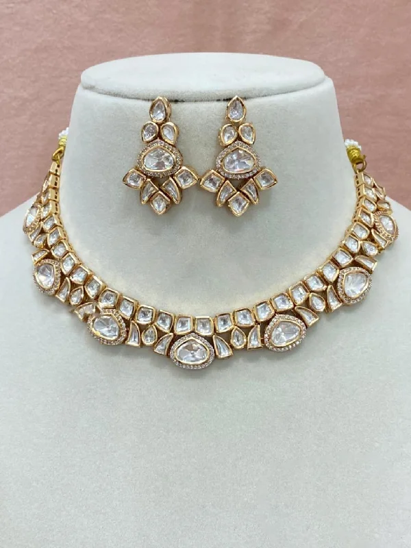 Tight hoop earrings-Traditional CZ Indian Choker Earrings Set, Pakistani AD Choker, CZ Earrings Set, Indian AD Jewelry, Pakistani AD Necklace Set, Wedding AD Jewelry