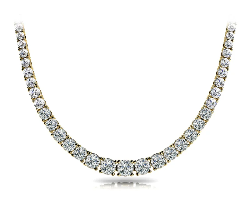 Guardian angel necklaces-14kt Yellow Gold Graduated Diamond Tennis Necklace (15 ctw)