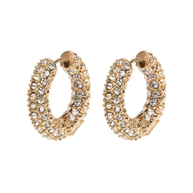 Small pearl earrings-Chunky Crystal Hoops