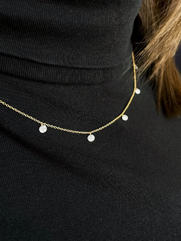 Family birthstone necklaces-Kim Collins Dancing Diamond Necklace