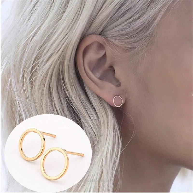 Giant hoop earrings-Minimalist Round Stud Earrings