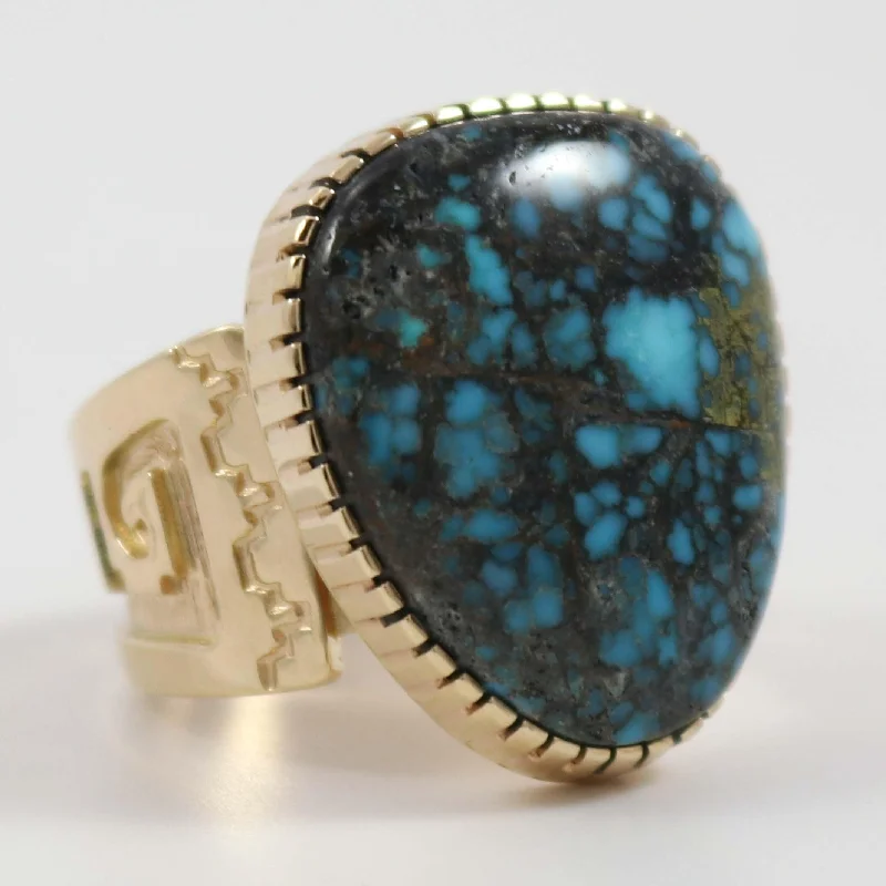 Agate inlay rings-Gold Candelaria Turquoise Ring