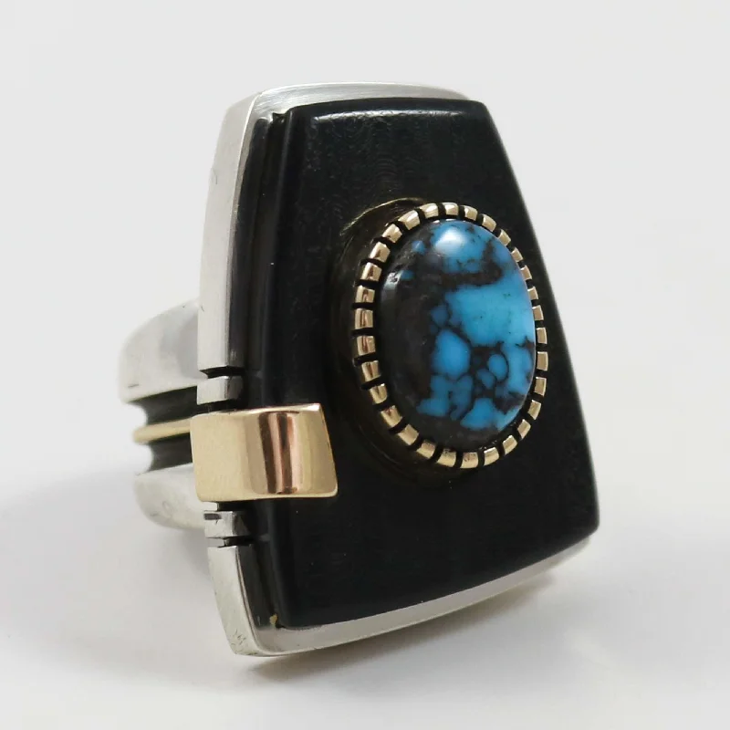 Thick gold rings-Godber Turquoise Ring