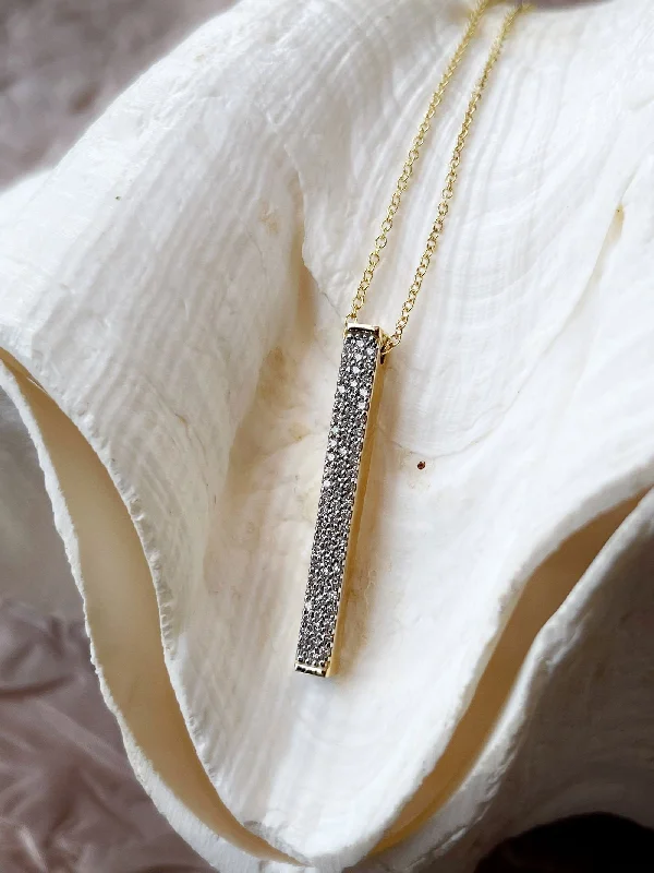 Stone-wrapped necklaces-I. Reiss Diamond Bar Necklace