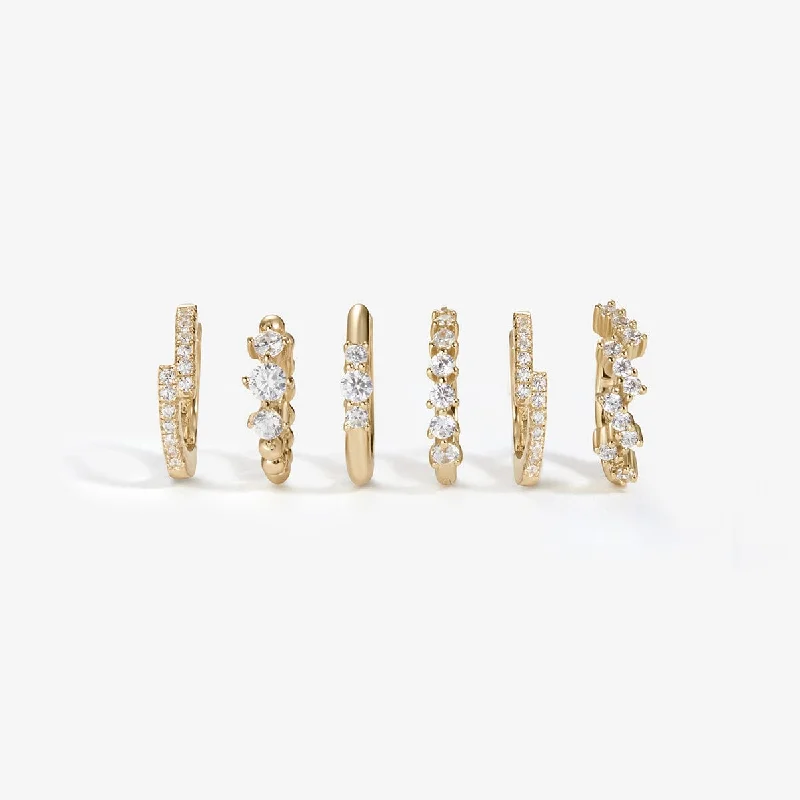 Thin gold rings-Tate 6-piece earring set