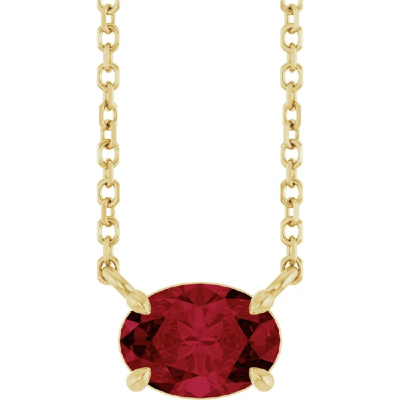 Hexagonal gem necklaces-Oval Natural Garnet Pendant Necklace