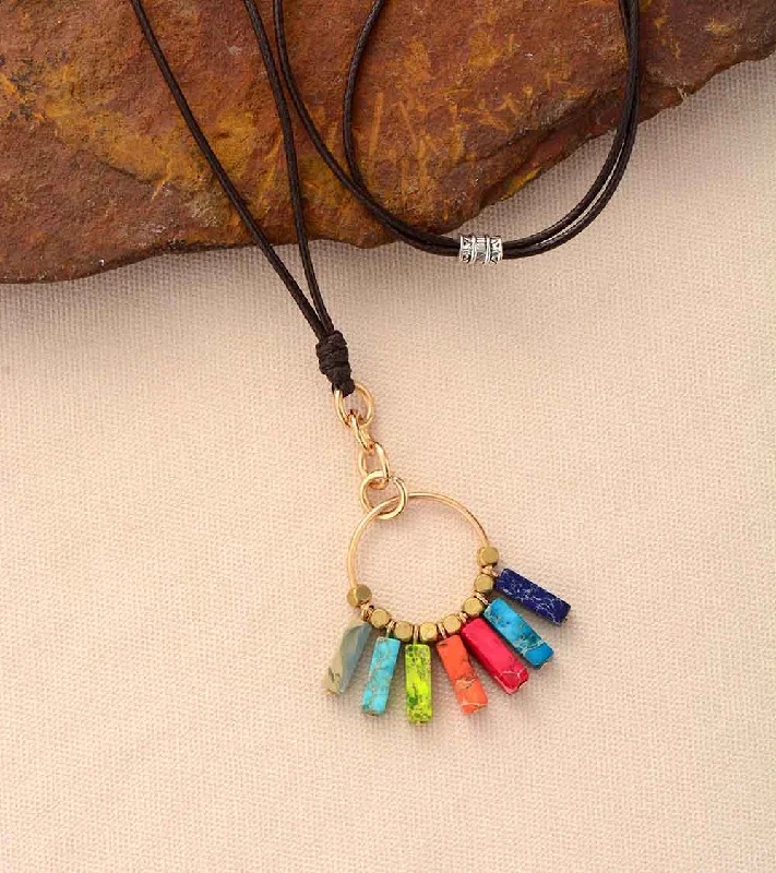 Tribal beaded necklaces-Color Burst Positivity Long Necklace