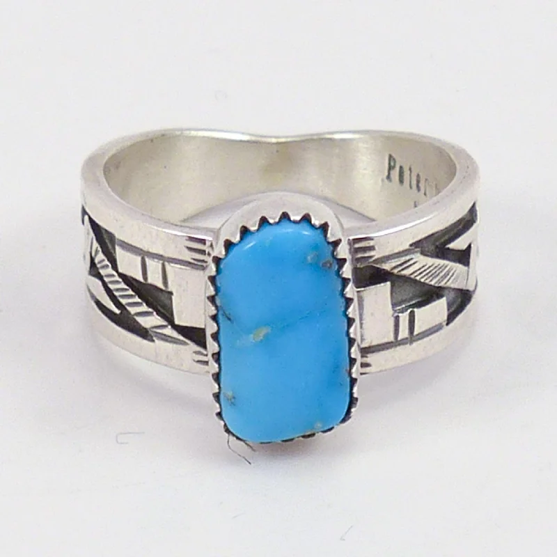 Bead trim rings-Kingman Turquoise Ring