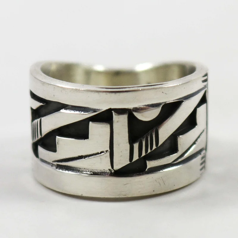 Retro deco rings-Silver Overlay Ring