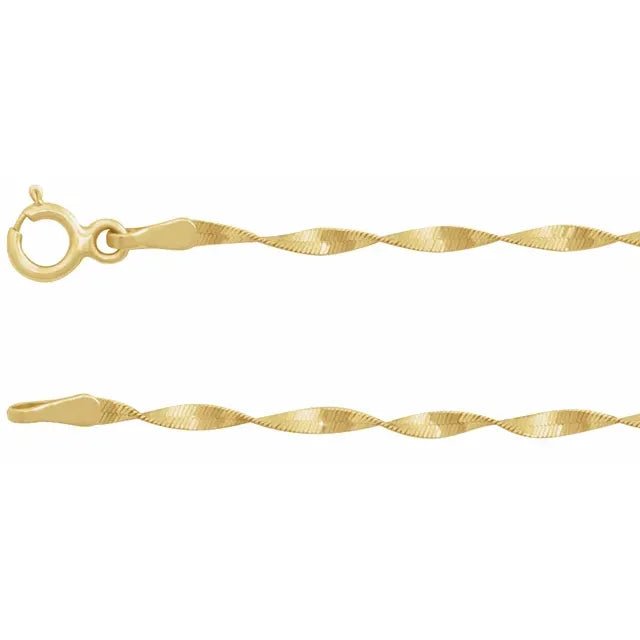 Half-moon necklaces-Twisted Herringbone 16” Necklace 14k Gold