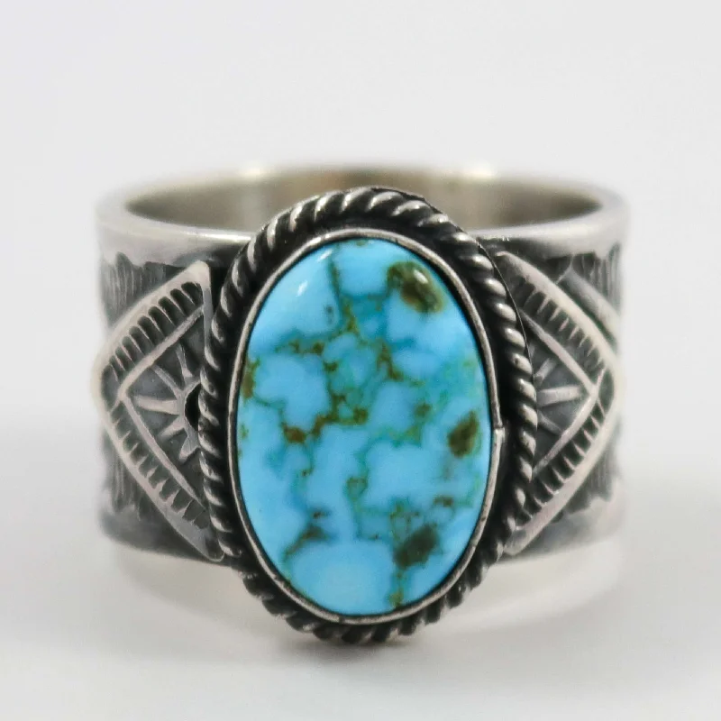 Rough band rings-Kingman Turquoise Ring