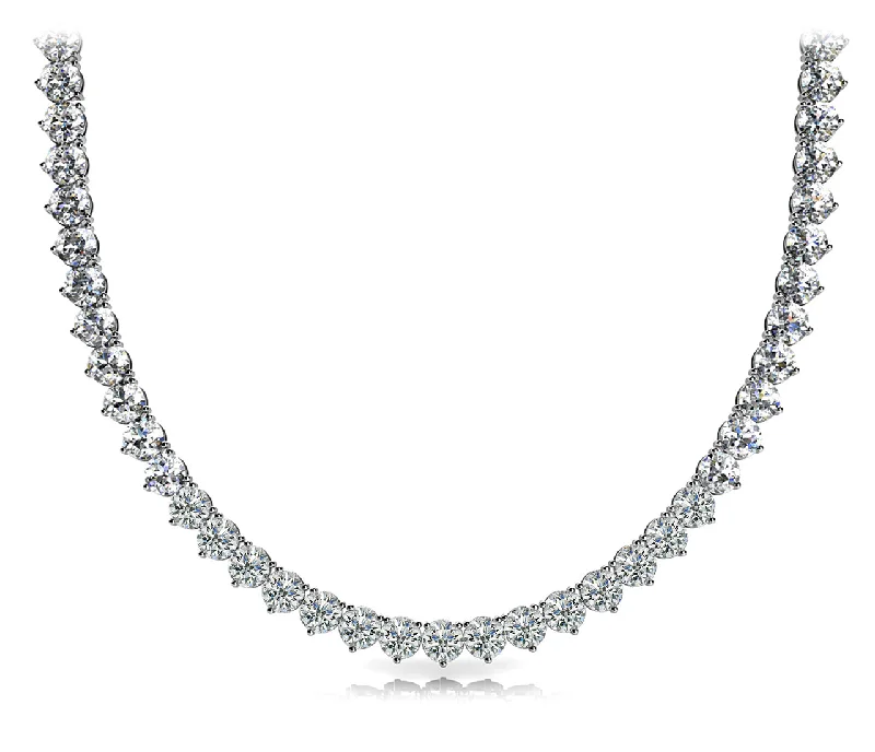 Peridot gem necklaces-18kt White Gold Diamond Tennis Necklace (10 1/3 ctw)