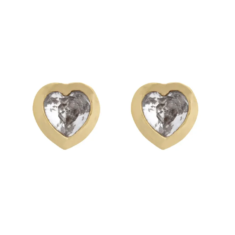 Edwardian style earrings-Gaya - Crystal Heart Stud Earrings