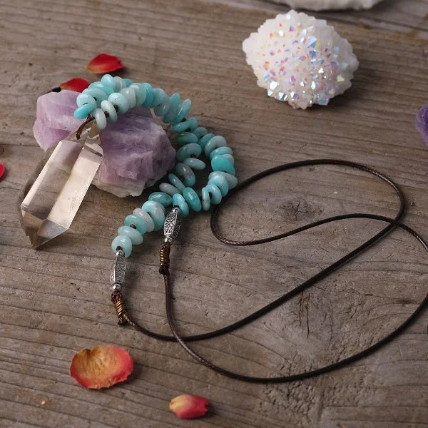 Glimmering druzy necklaces-Smoky Double Point Amazonite Necklace