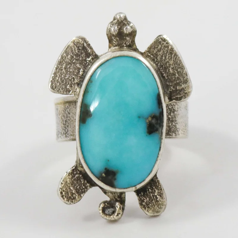 Zigzag style rings-Turquoise Turtle Ring