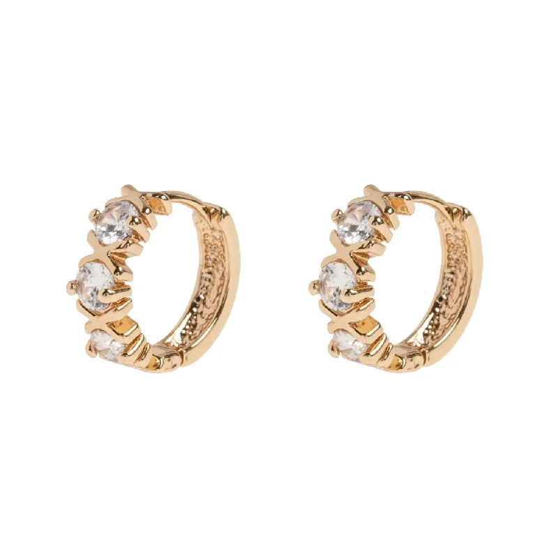 Curved hoop earrings-Olivia - White Crystal Hoop Earrings