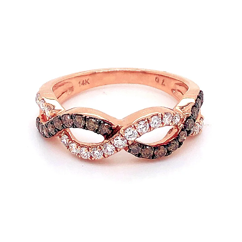 Frosted bead rings-Choco Diamond Criscross Ring