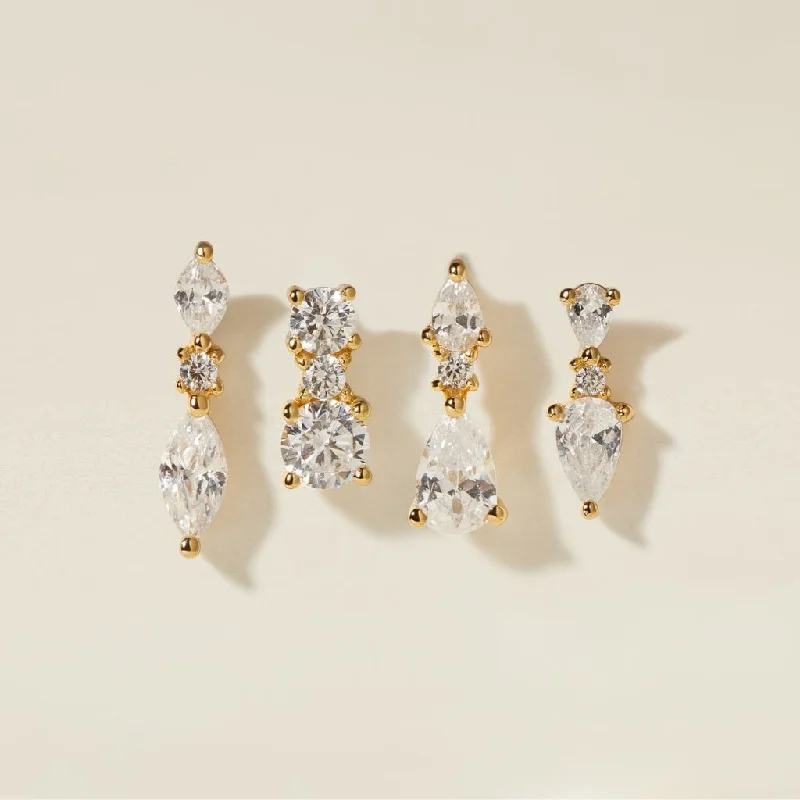 Retro deco rings-Louie earring set