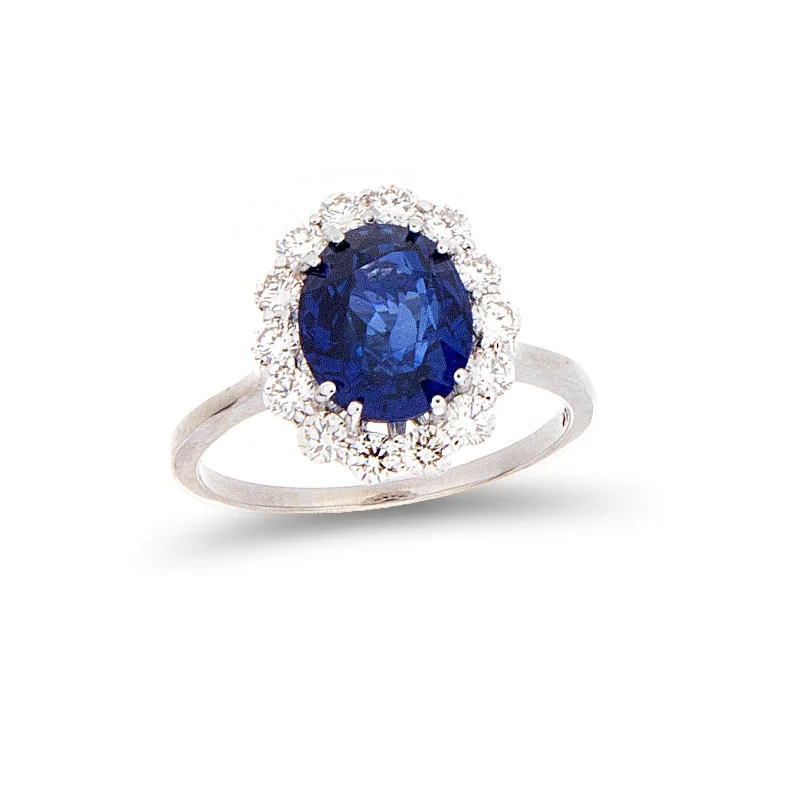 Beaded gem rings-Sapphire Halo Ring