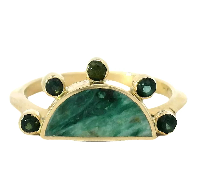 Curved band rings-California Mariposite and Tourmaline Freya Ring