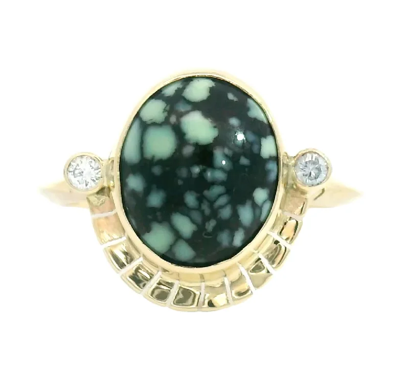 Sleek eternity rings-New Lander Turquoise Cabochon Reina Ring No. 2