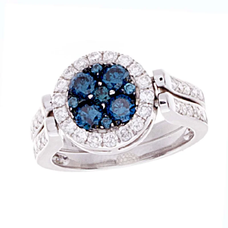 Beaded gem rings-Blue Diamond Reversable Ring