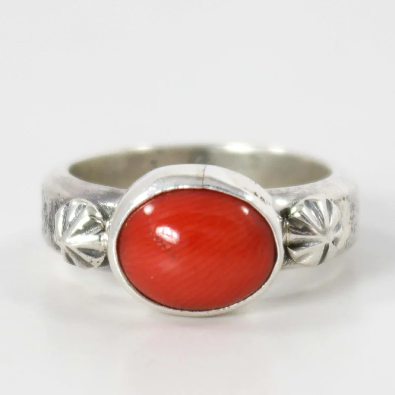 Oversized gem rings-Coral Ring