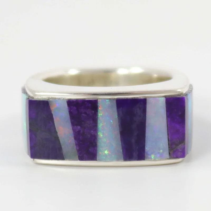 Curved shank rings-Sugilite and Opal Ring