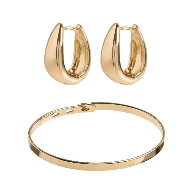 Plated silver earrings-Classic Bangle and Earring Set