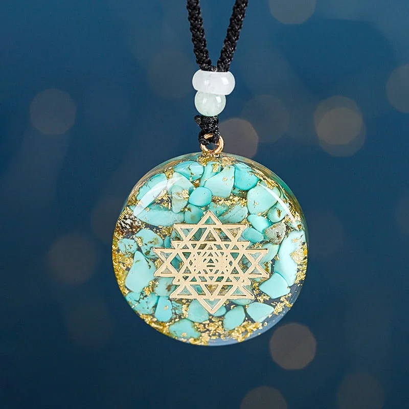 Fluid shape necklaces-Tranquil Lake Turquoise Orgone Necklace