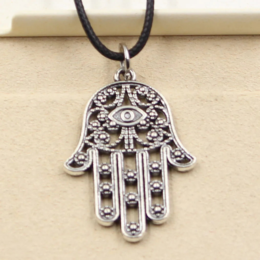 Love knot necklaces-Hamsa Hand Rope Necklace