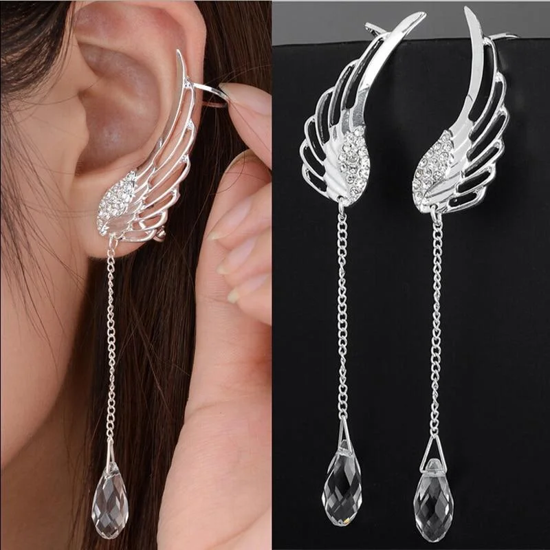 Ethnic bead earrings-Angel Wing Drop Earrings Drop Dangle Ear Stud For Women