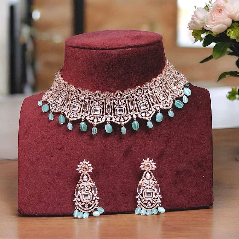 Stone cluster earrings-Mint Jaipuri Wedding Choker Earrings Set, Indian Bridal Mint Choker Set, Rajsthani Mint Jewerly Set, Pakistani Choker Earrings Set