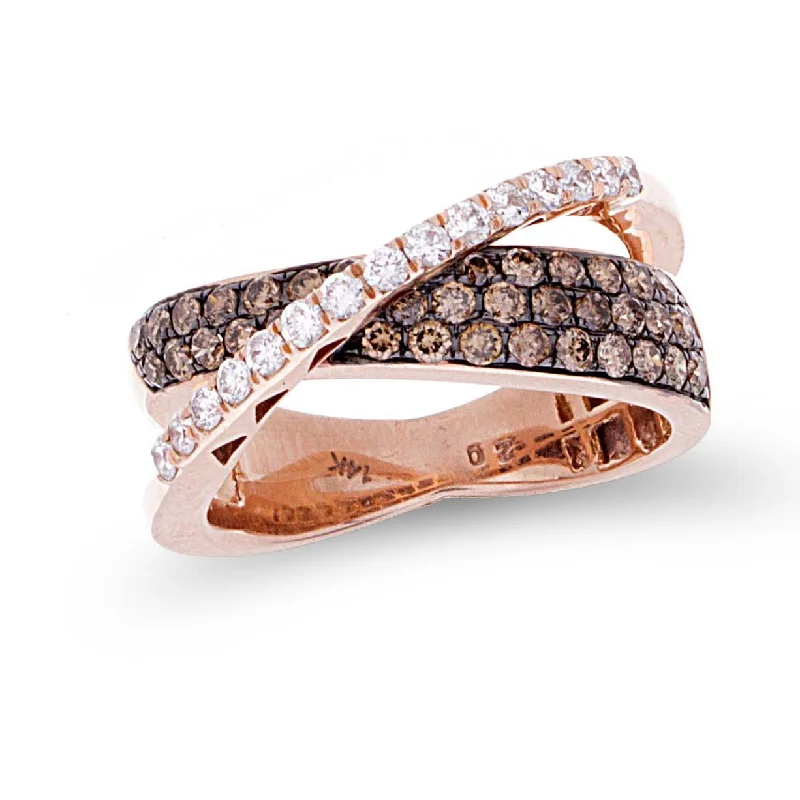 Curved band rings-Choco Diamond Crossover Ring