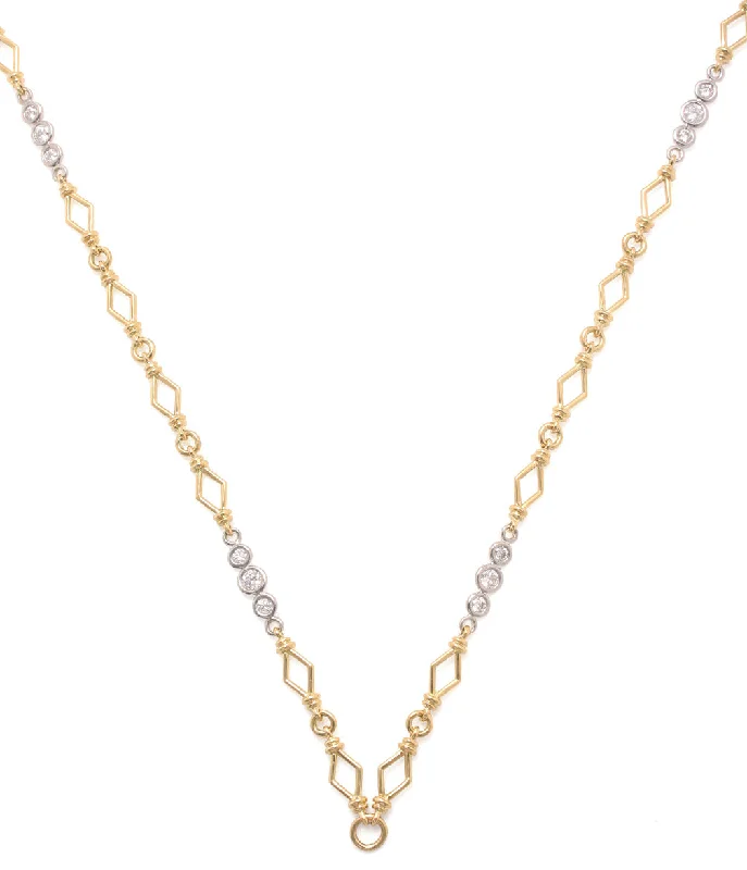 Thick link necklaces-Diamond Harlequin Chain, 26 inches