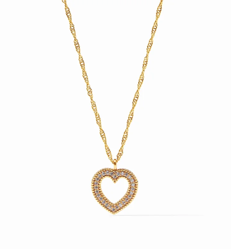 Triple-layer necklaces-Julie Vos Esme Heart Pave Solitaire Necklace