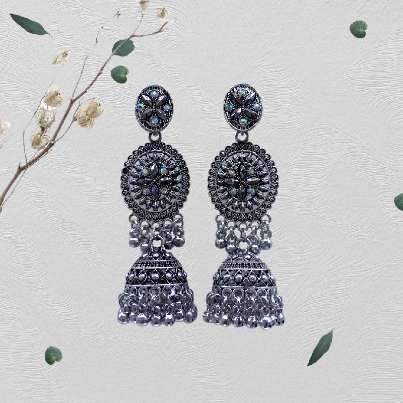 Satin black rings-Traditional Oxidised Earring