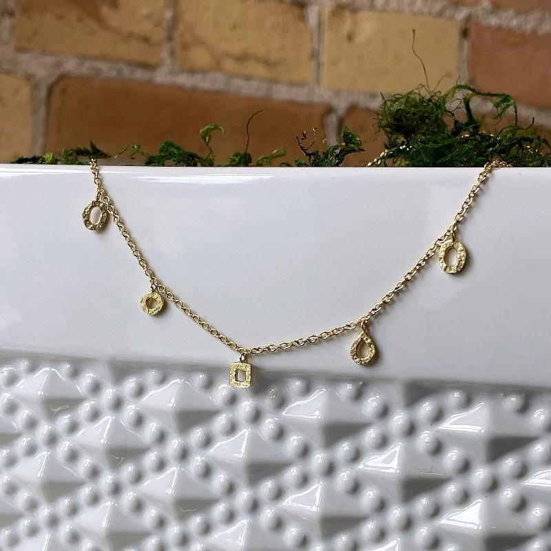 Simple bar necklaces-“Gold Drops” Necklace