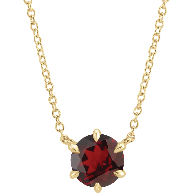 Galaxy star necklaces-Round Natural Garnet Pendant Necklace